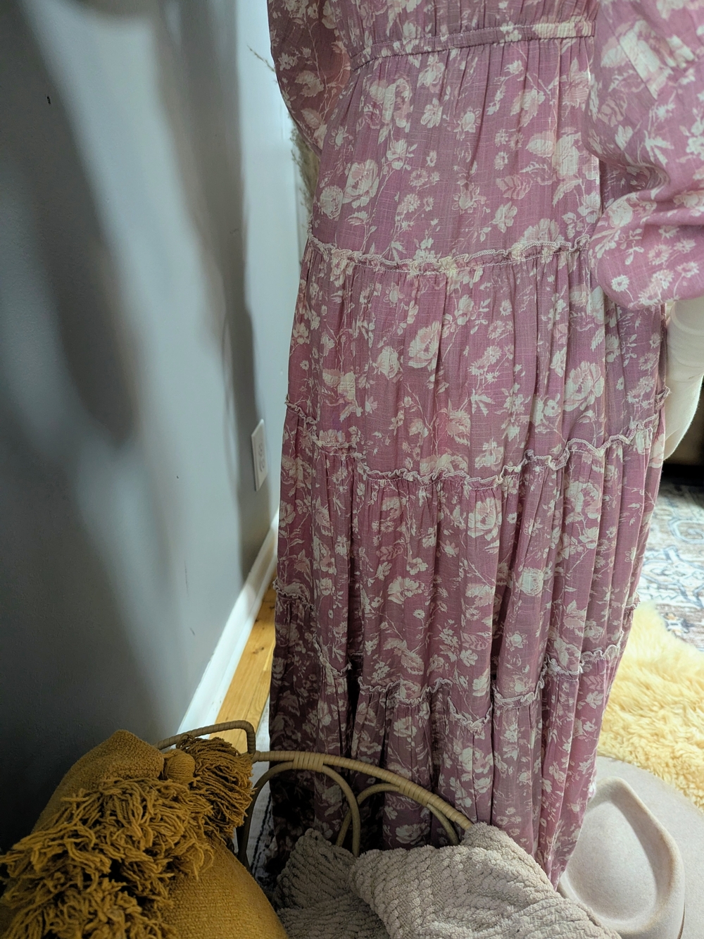 Free People Floral Mauve Cotton Dress - Pink Lavender Print - Picture 8 of 10